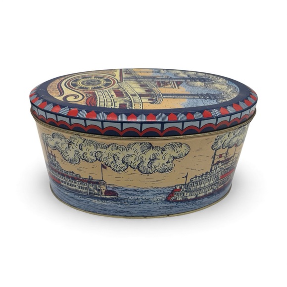 Vintage Tall Stacks Paddleboat -Steamboat Tin Box- Double Stacks - Picture 4 of 6